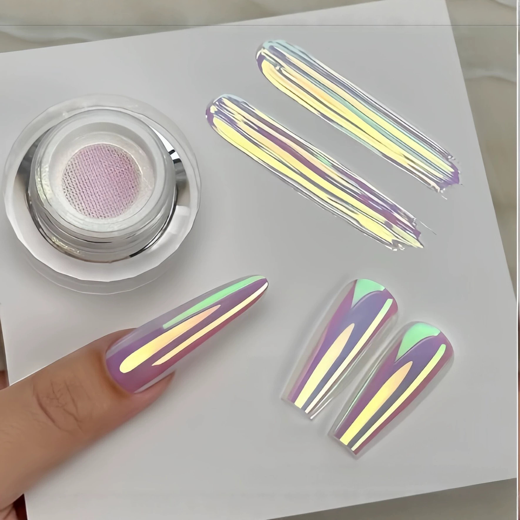 Dip Powder Nail - Polvo de Unicornio Cromado de 7