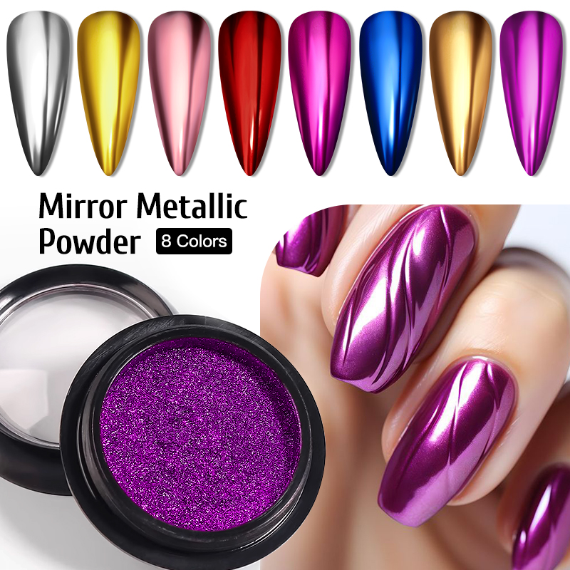 Dip Powder Nail - Polvo de espejo metálico dorado y