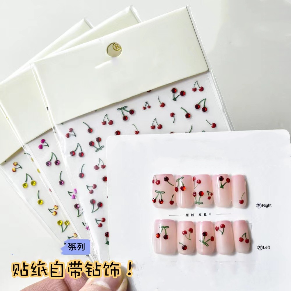 1 Uds. 5D pegatinas de lujo pa - Nail Art Red Cherry reseña y precio