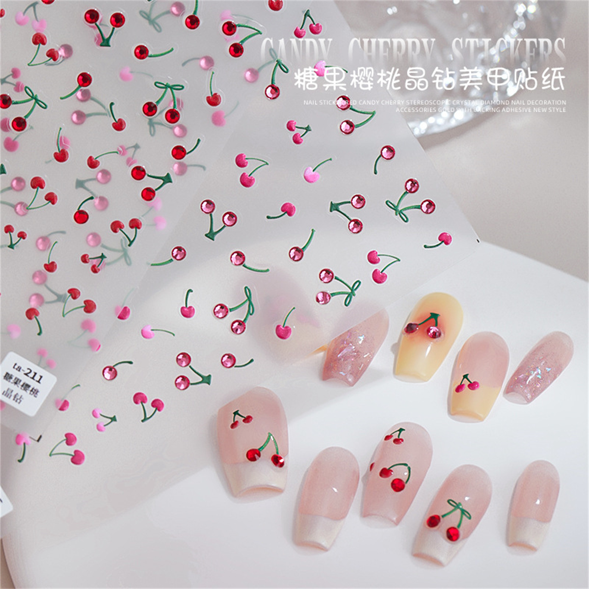 1 Uds. 5D pegatinas de lujo pa - Nail Art Red Cherry reseña y precio