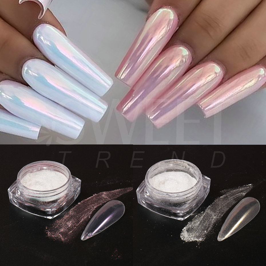 Espejo de perla blanca, polvo  - Dip Powder Nail reseña y precio