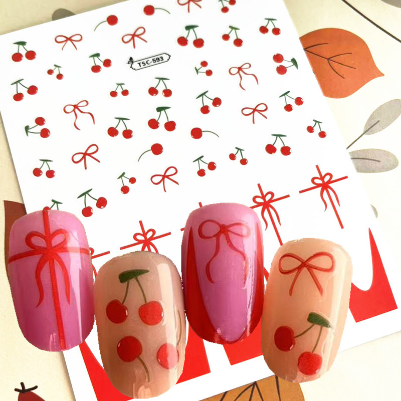 1 unidad de pegatinas autoadhe - Nail Art Red Cherry reseña y precio